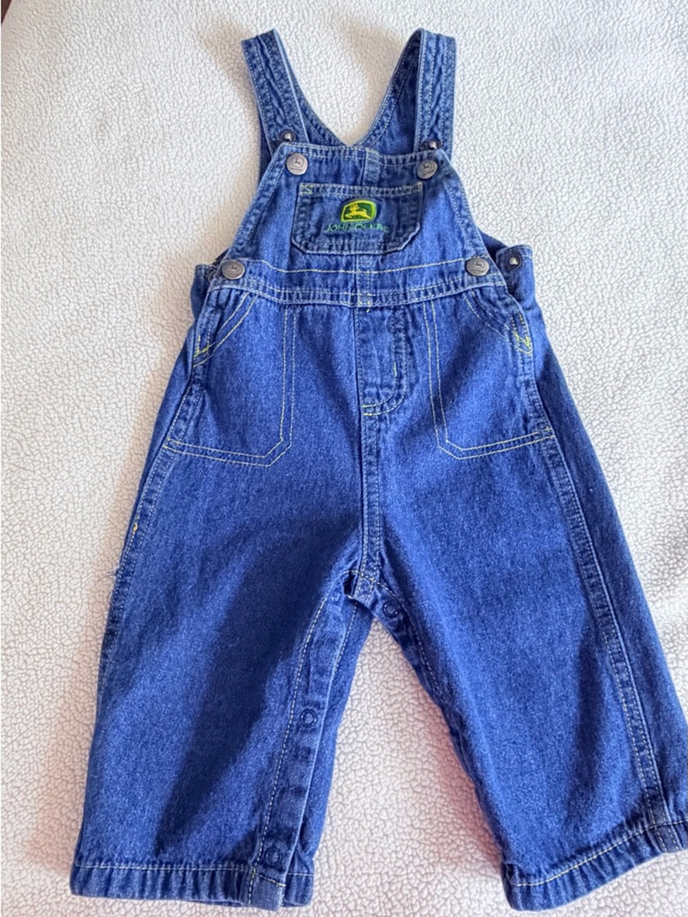 John Deere Dark Blue Denim Kids Overalls with Green Logo